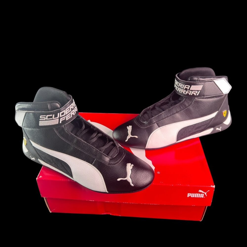Puma Scuderia Ferrari Shoes Mens Sz 10.5 Black White SF R-cat *MISSING INSOLES*